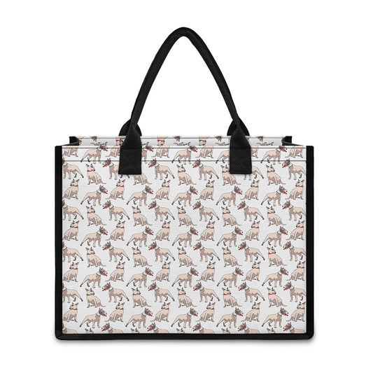 White Bull Terrier Pattern Print Canvas Tote Bag