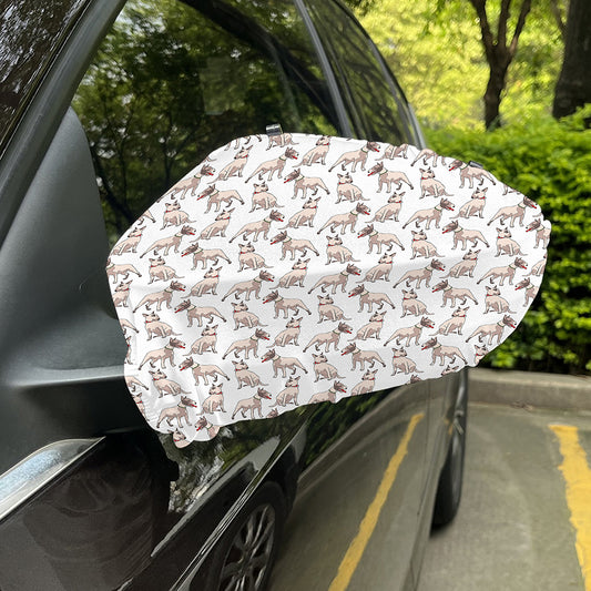 White Bull Terrier Pattern Print Car Side Mirror Covers