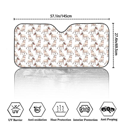 White Bull Terrier Pattern Print Car Windshield Sun Shade