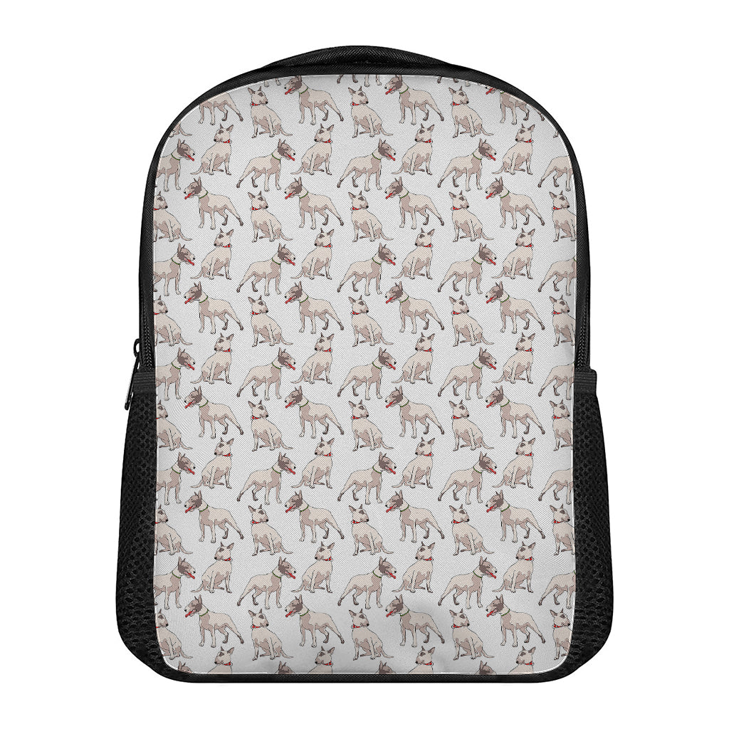 White Bull Terrier Pattern Print Casual Backpack