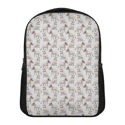 White Bull Terrier Pattern Print Casual Backpack