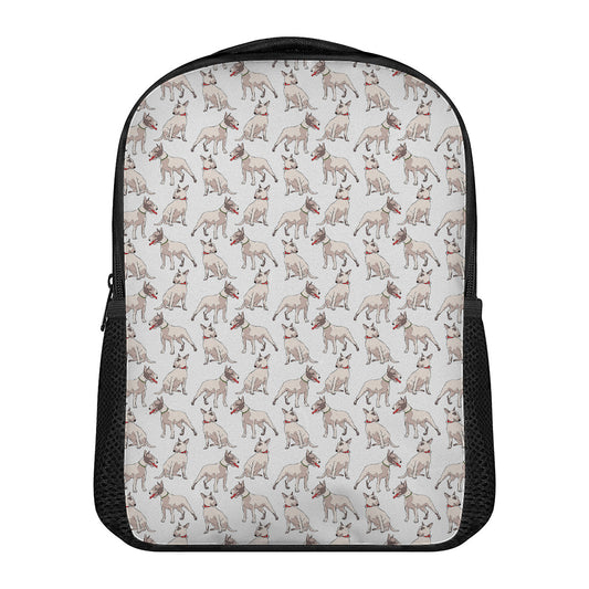 White Bull Terrier Pattern Print Casual Backpack