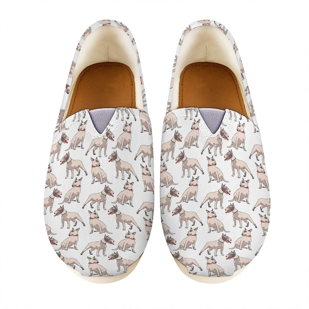 White Bull Terrier Pattern Print Casual Shoes