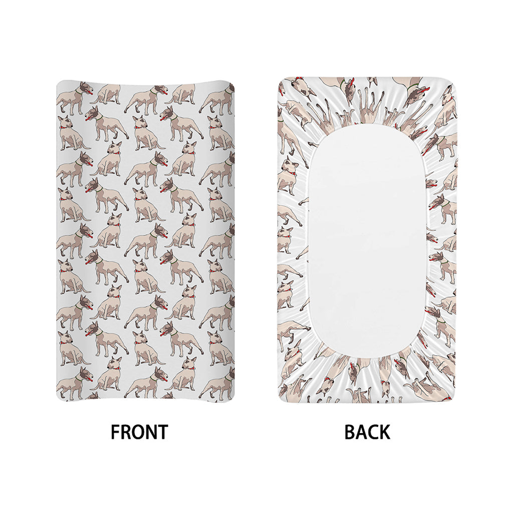 White Bull Terrier Pattern Print Changing Pad Cover