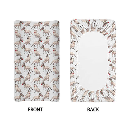 White Bull Terrier Pattern Print Changing Pad Cover