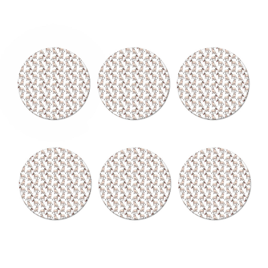 White Bull Terrier Pattern Print Coaster Set