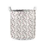White Bull Terrier Pattern Print Collapsible Laundry Basket