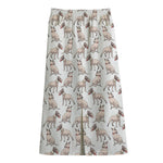 White Bull Terrier Pattern Print Cotton Front Slit Maxi Skirt