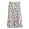 White Bull Terrier Pattern Print Cotton Front Slit Maxi Skirt