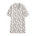 White Bull Terrier Pattern Print Cotton Hawaiian Shirt