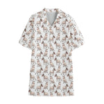 White Bull Terrier Pattern Print Cotton Hawaiian Shirt