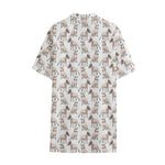 White Bull Terrier Pattern Print Cotton Hawaiian Shirt
