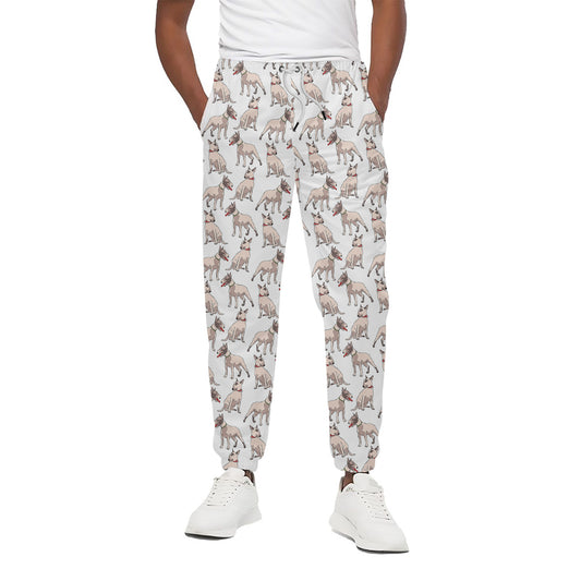 White Bull Terrier Pattern Print Cotton Pants
