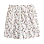 White Bull Terrier Pattern Print Cotton Shorts