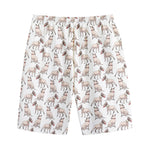 White Bull Terrier Pattern Print Cotton Shorts