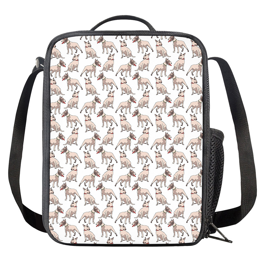 White Bull Terrier Pattern Print Crossbody Lunch Bag