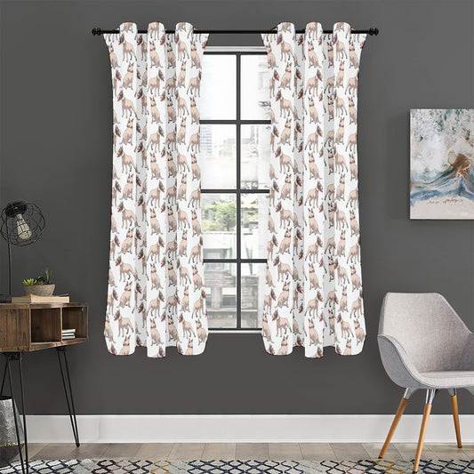 White Bull Terrier Pattern Print Curtain