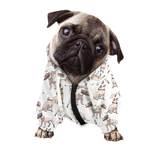 White Bull Terrier Pattern Print Dog Zip Up Hoodie