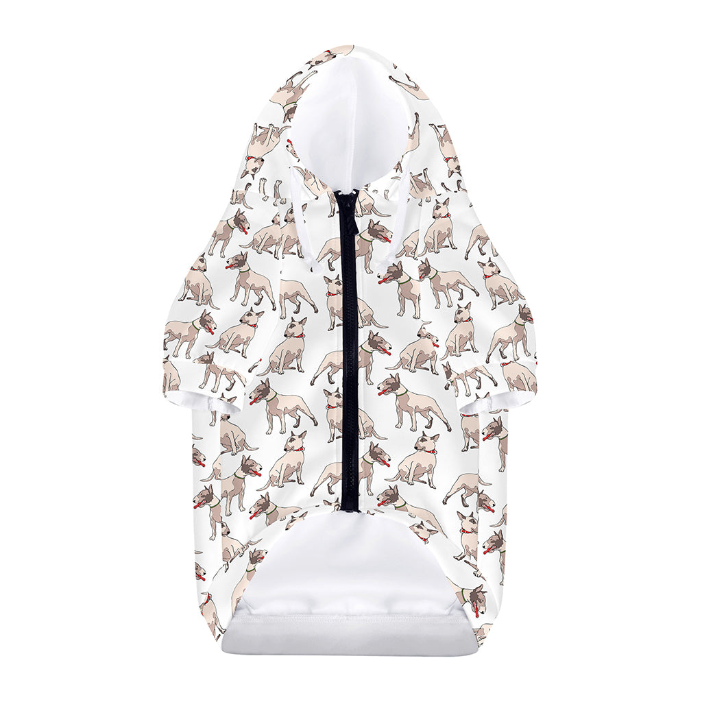 White Bull Terrier Pattern Print Dog Zip Up Hoodie
