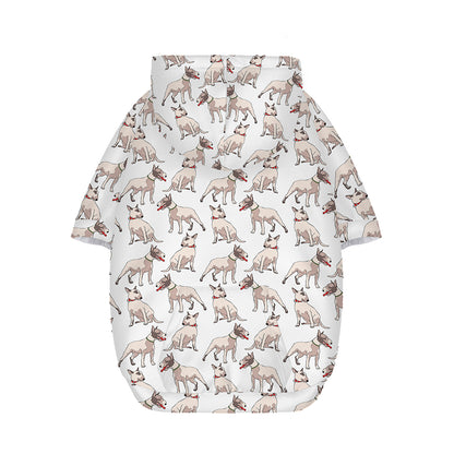 White Bull Terrier Pattern Print Dog Zip Up Hoodie