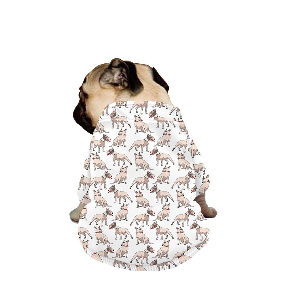 White Bull Terrier Pattern Print Dog Zip Up Jacket