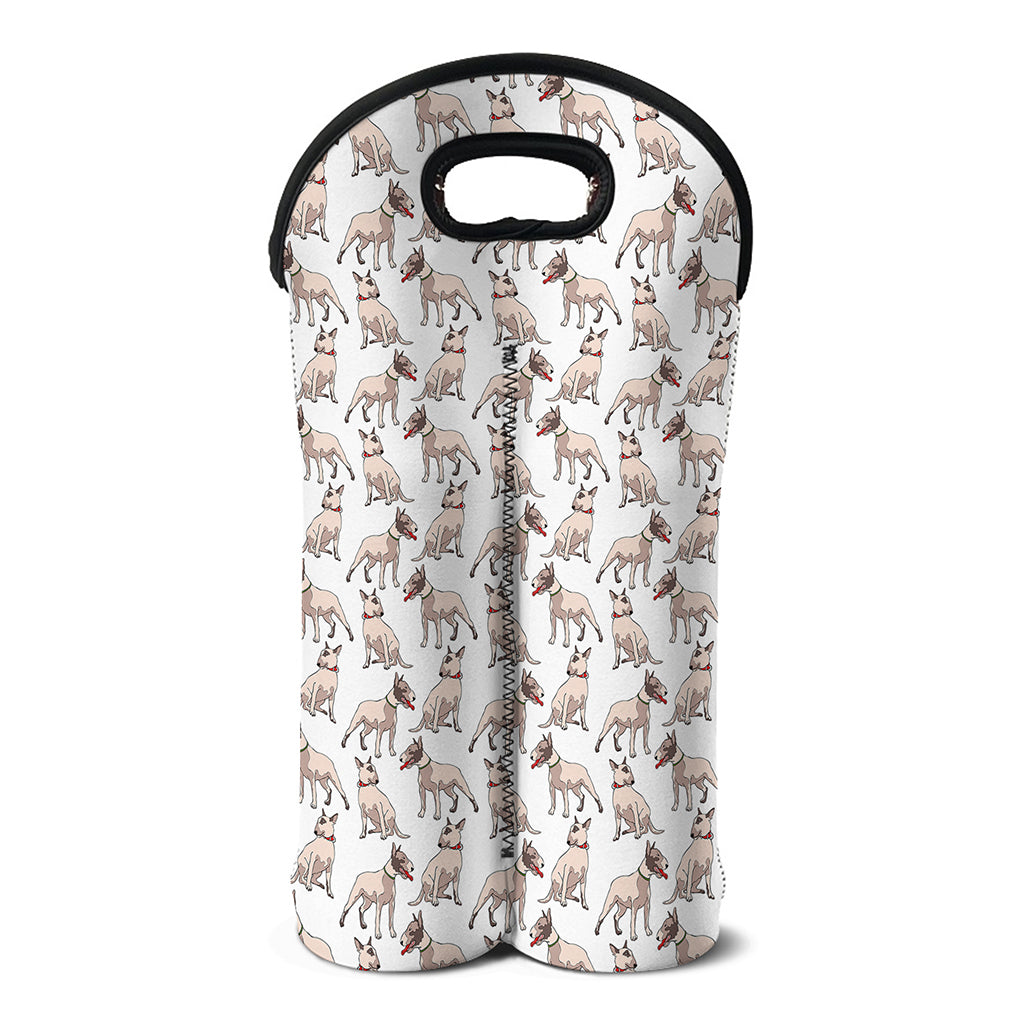 White Bull Terrier Pattern Print Double Neoprene Wine Tote