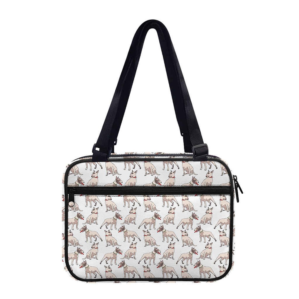 White Bull Terrier Pattern Print Double Strap Bible Bag