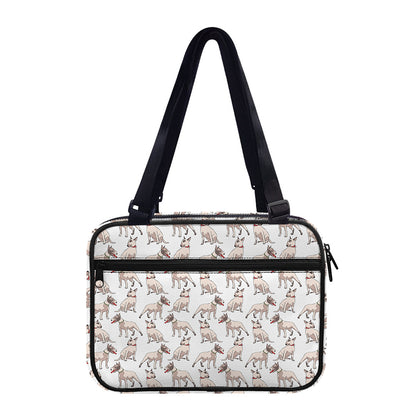 White Bull Terrier Pattern Print Double Strap Bible Bag