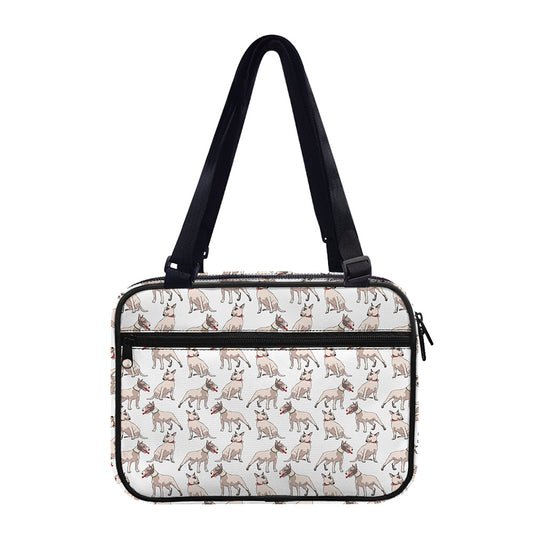White Bull Terrier Pattern Print Double Strap Bible Bag