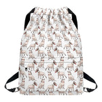 White Bull Terrier Pattern Print Drawstring Backpack