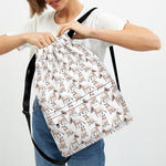 White Bull Terrier Pattern Print Drawstring Backpack