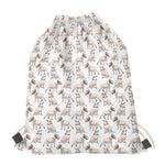 White Bull Terrier Pattern Print Drawstring Bag