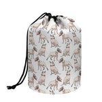 White Bull Terrier Pattern Print Drawstring Makeup Bag