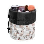 White Bull Terrier Pattern Print Drawstring Makeup Bag