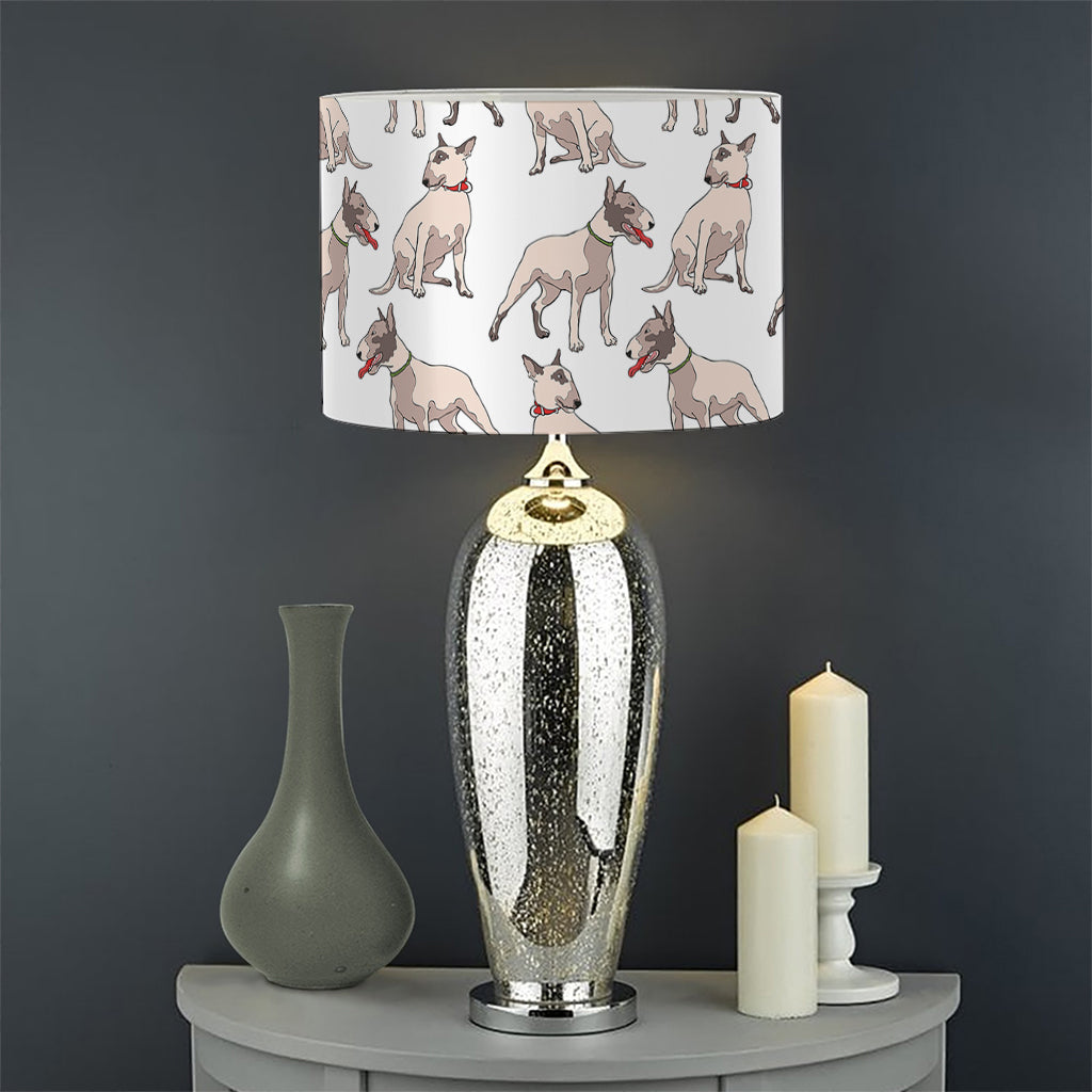White Bull Terrier Pattern Print Drum Lamp Shade