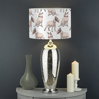 White Bull Terrier Pattern Print Drum Lamp Shade