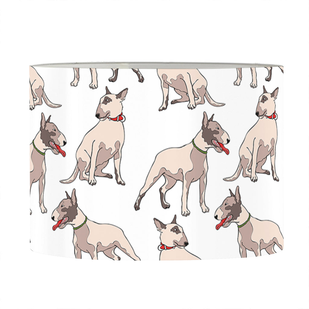 White Bull Terrier Pattern Print Drum Lamp Shade