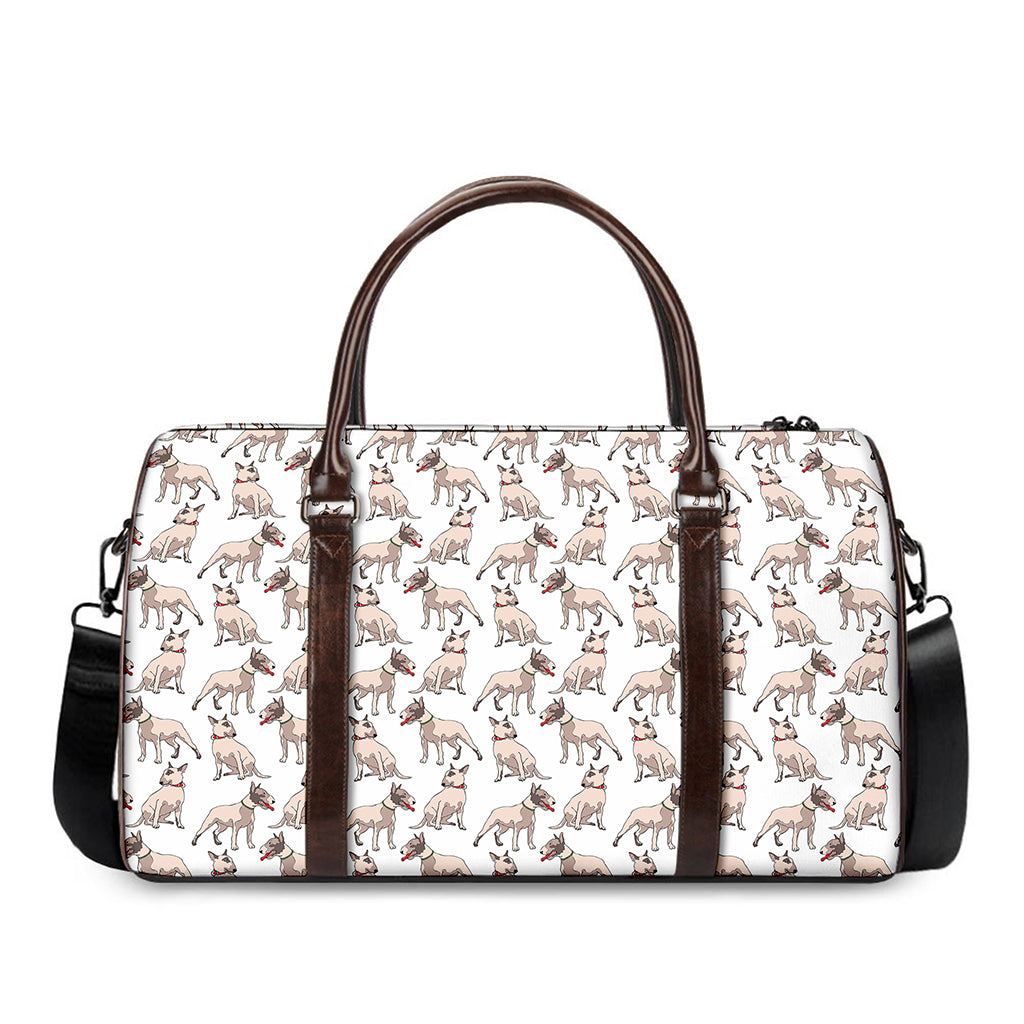 White Bull Terrier Pattern Print Duffle Bag
