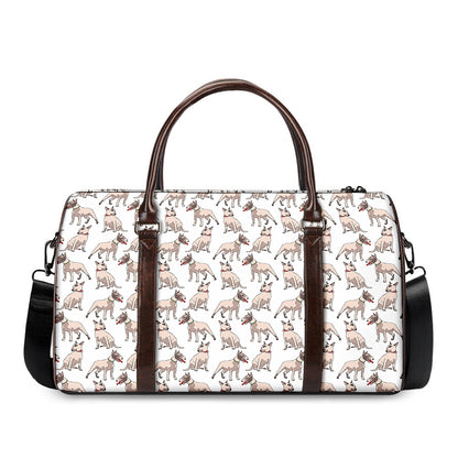 White Bull Terrier Pattern Print Duffle Bag