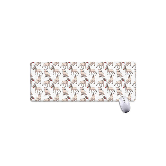 White Bull Terrier Pattern Print Extended Mouse Pad