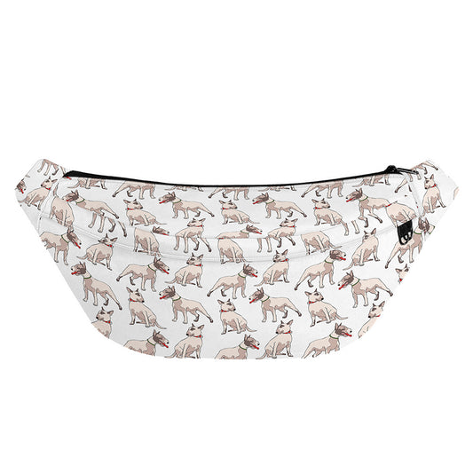 White Bull Terrier Pattern Print Fanny Pack