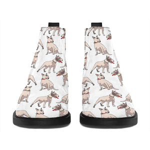 White Bull Terrier Pattern Print Flat Ankle Boots