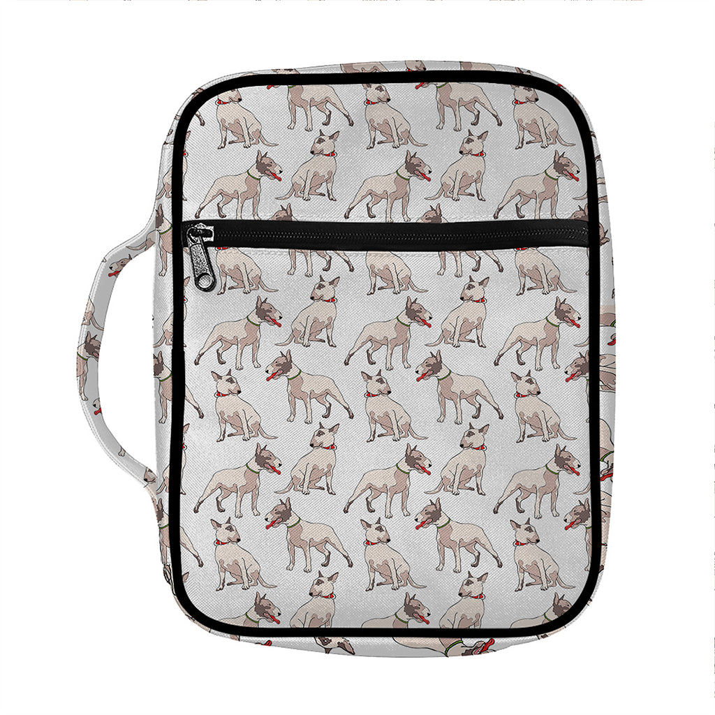 White Bull Terrier Pattern Print Front Pocket Bible Bag