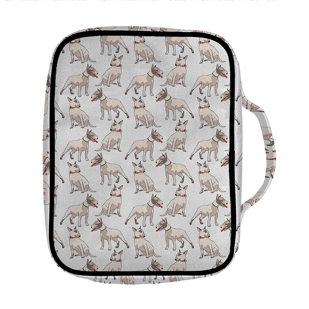 White Bull Terrier Pattern Print Front Pocket Bible Bag