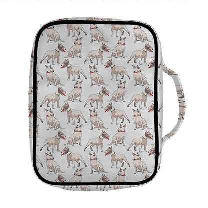 White Bull Terrier Pattern Print Front Pocket Bible Bag