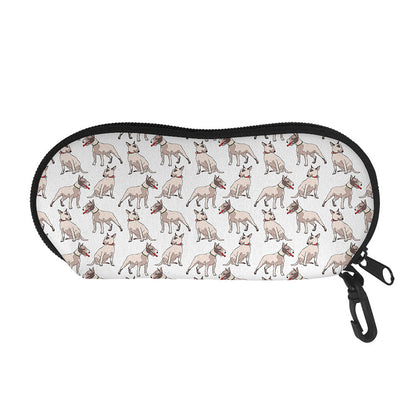 White Bull Terrier Pattern Print Glasses Case