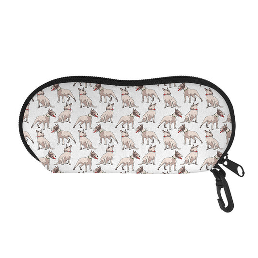 White Bull Terrier Pattern Print Glasses Case
