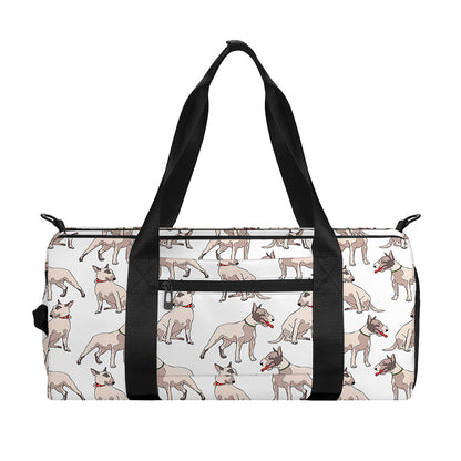 White Bull Terrier Pattern Print Gym Bag