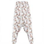 White Bull Terrier Pattern Print Hammer Pants