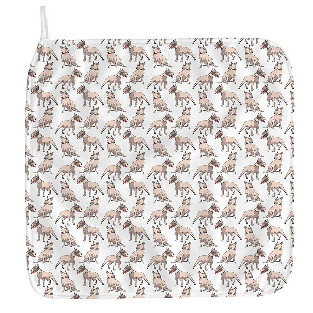 White Bull Terrier Pattern Print Hand Towel